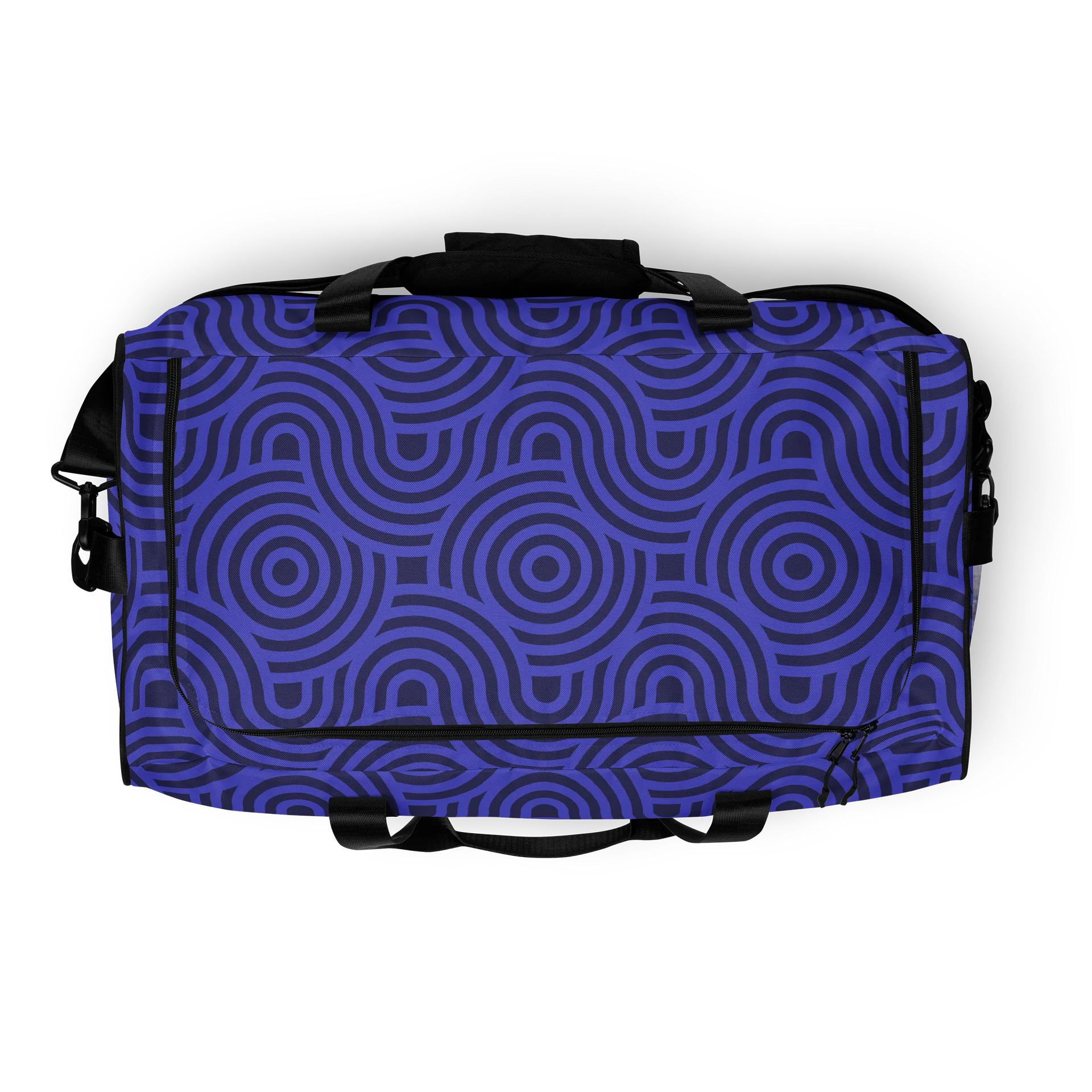 Purple Wave Geometry Duffle Bag featuring original oilpainting "Squirrels rule" product image (8)