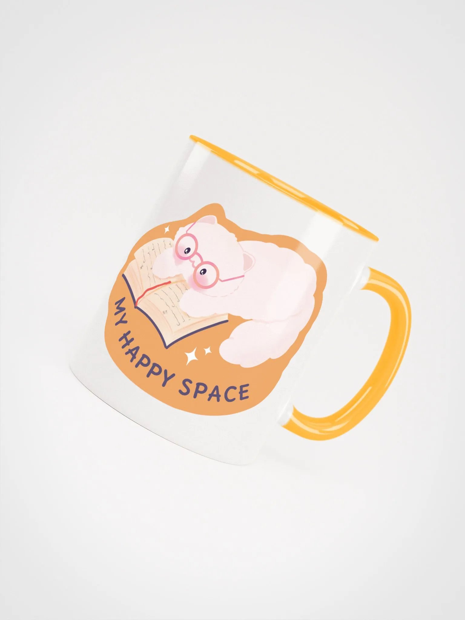 My Happy Space, Cat Reading Ceramic Mug product image (3)