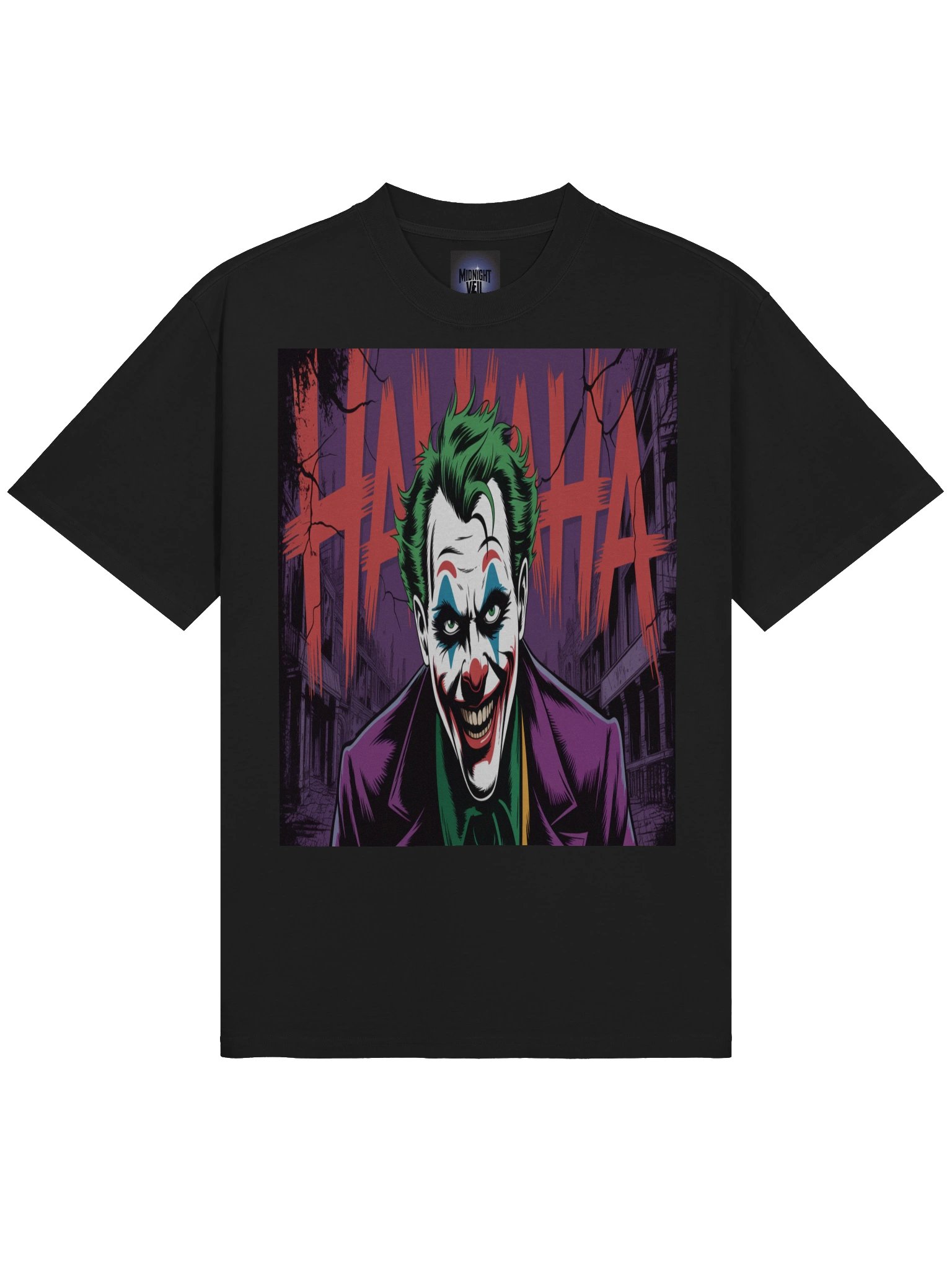 Joker 'HAHAHA' Shadowed Cackle Oversized Faded T-Shirt product image (5)