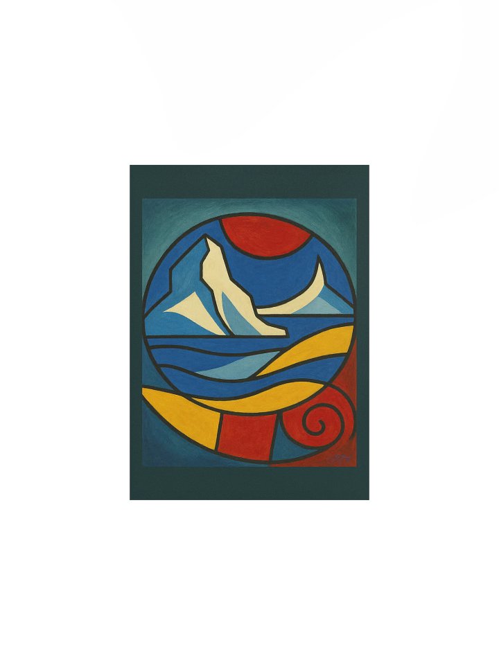 Greenland Reverie – Scandinavian Art Style Poster - Abstract Landscape in Vivid Primary Colors product image (1)