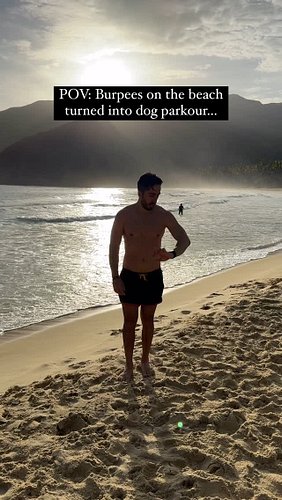 POV: Burpees on the beach turned into dog parkour 🐕🌊⁣
⁣
#75hardchallenge #beachworkout #doglife #burpeesgonewrong #playagrand...