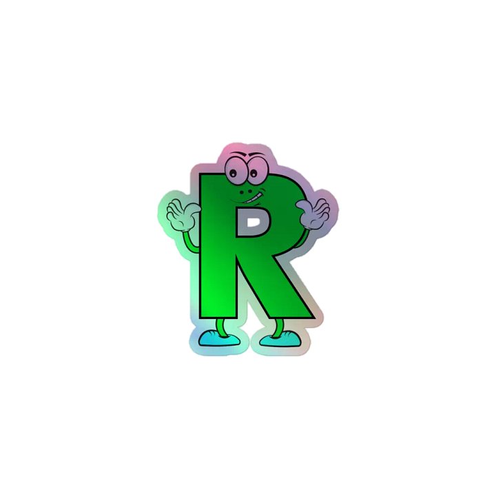 R Letter Cartoon Character Holographic Sticker product image (1)