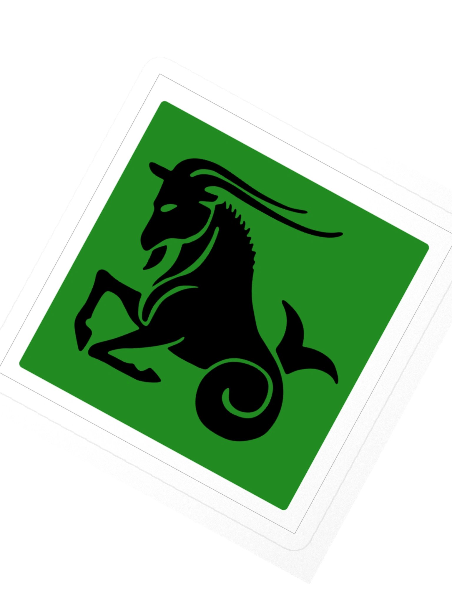 Capricorn Zodiac Sticker — Green & Black Goat Silhouette Design product image (2)