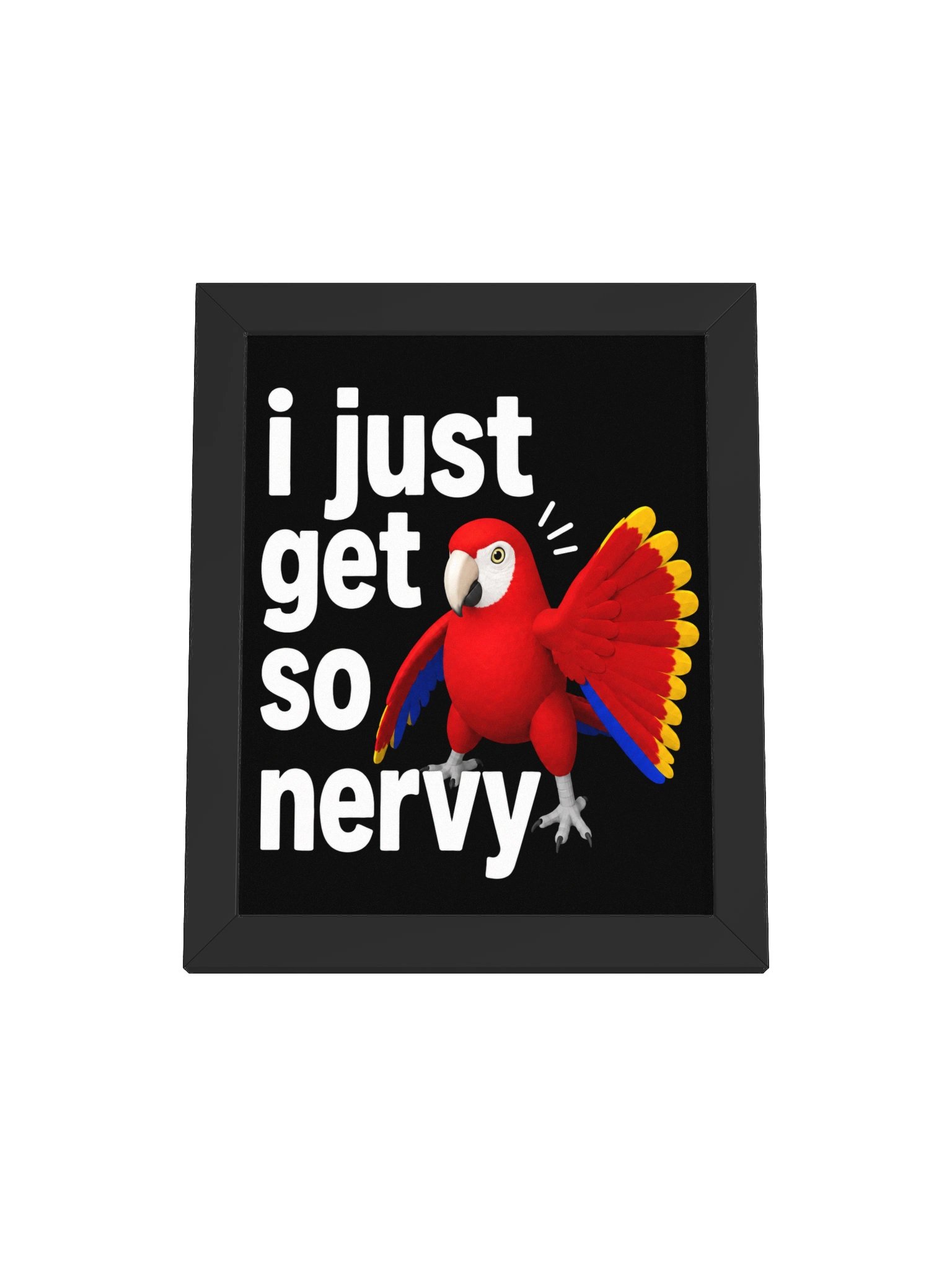 Scarlet Macaw - I Just Get So Nervy - Framed High-Quality Matte Poster product image (1)