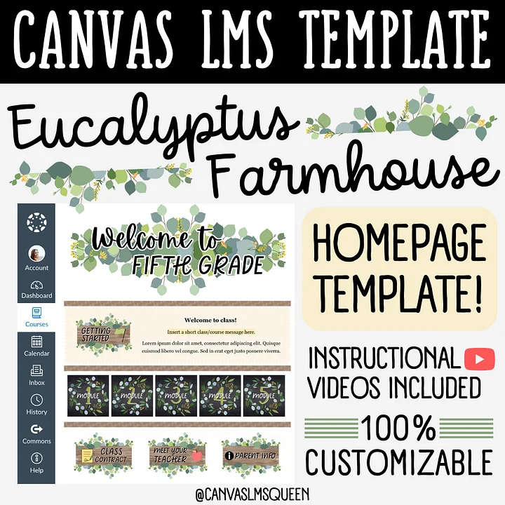 Canvas LMS Template - COURSE BUNDLE - Eucalyptus Farmhouse - 100% Customizable product image (2)