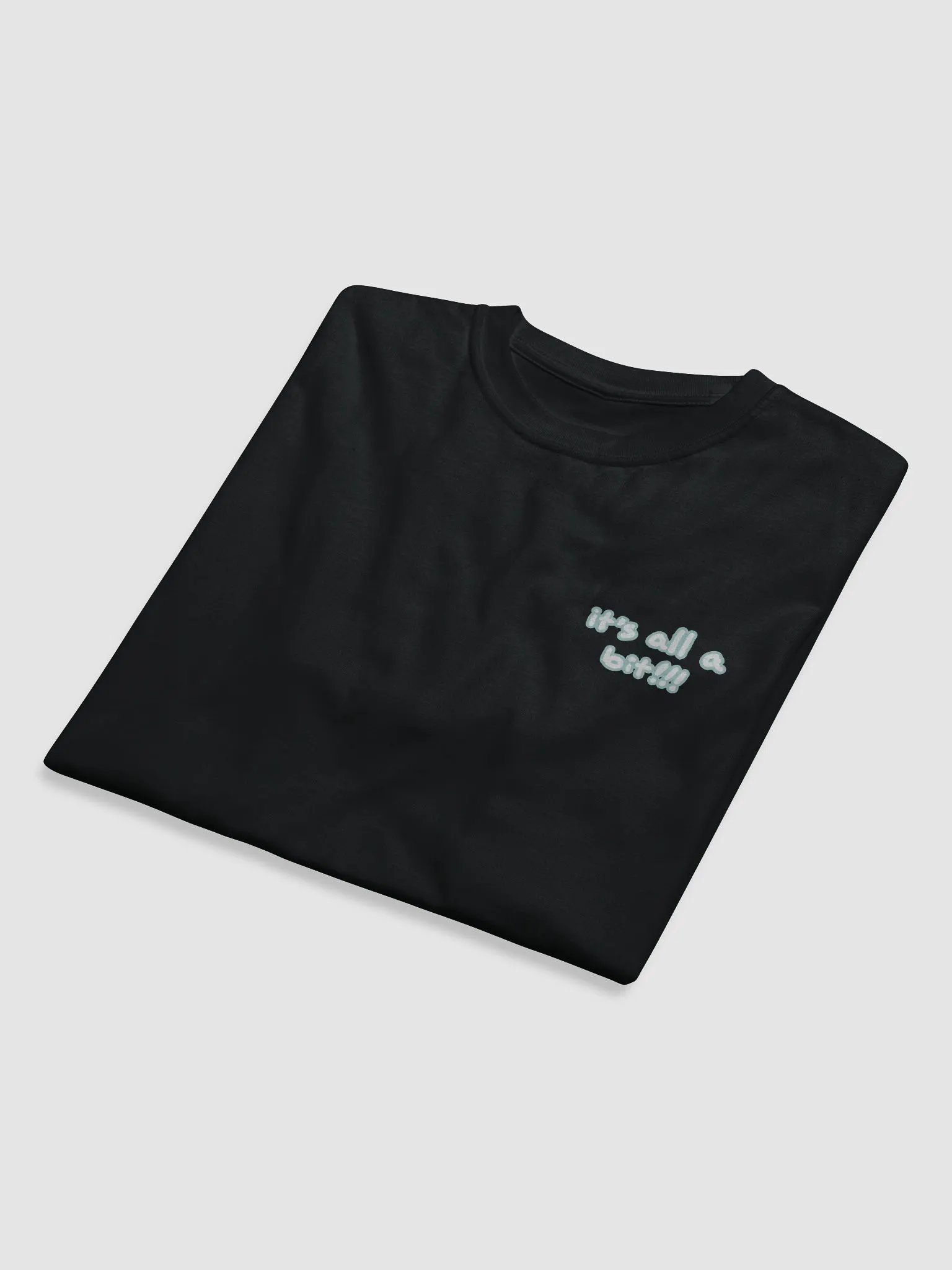 “It’s all a bit!!!” (sm. lined design, #A8D7D8) unisex eco tee product image (8)
