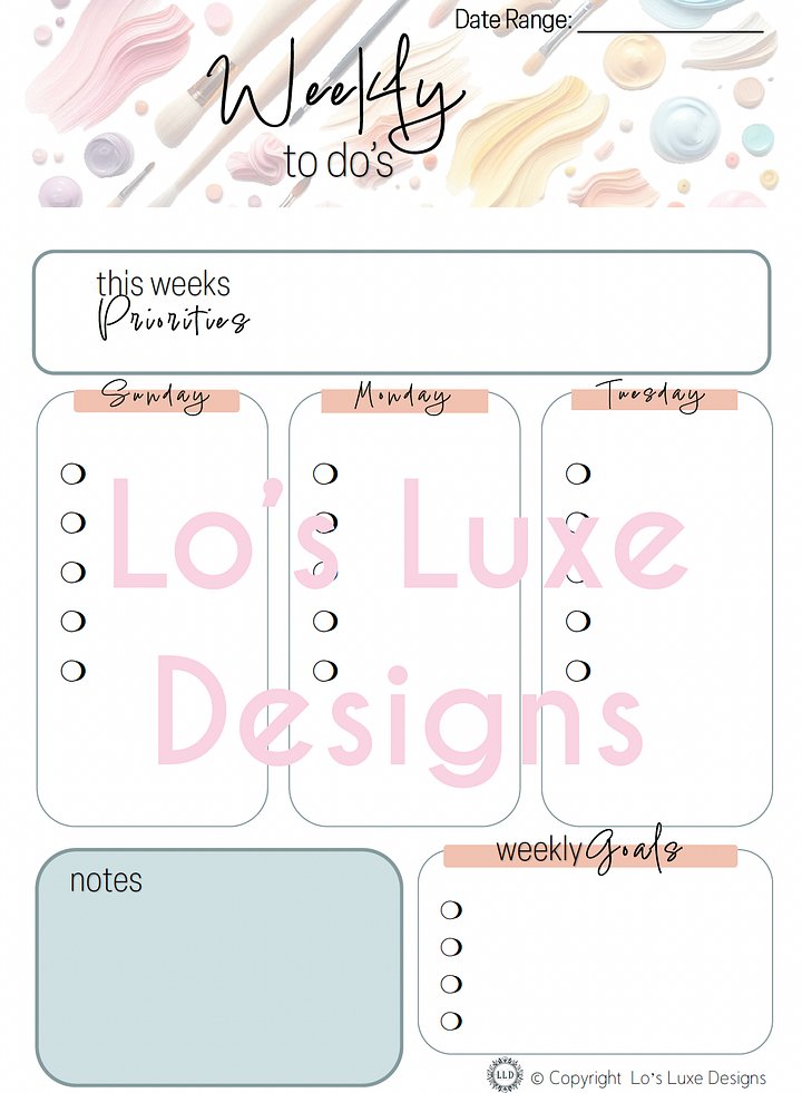 Artistic Paint To Do List Bundle - 8.5x11 - Printable product image (2)