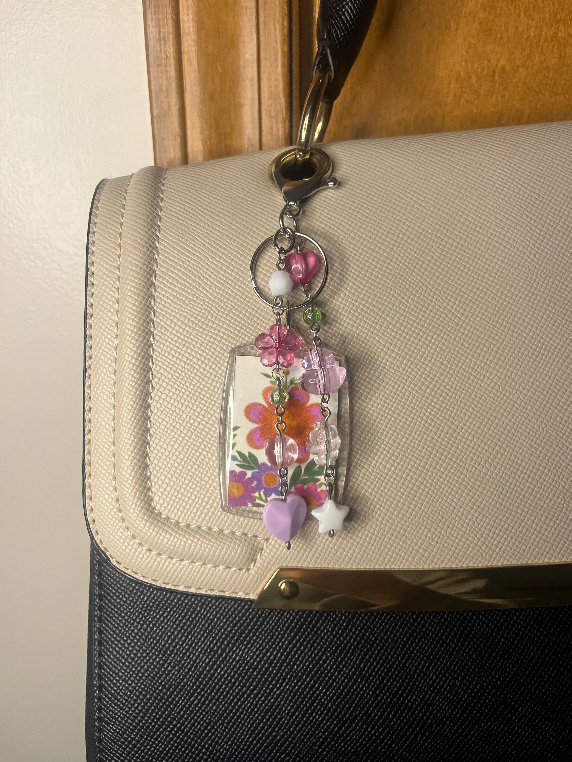 Pink Flowers Deluxe Bag Charm product image (2)