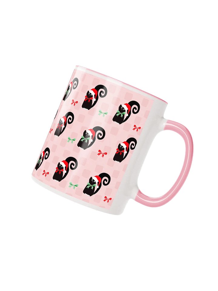 Black Christmas Kitties In-A-Row on Pink on Ceramic Mug product image (2)