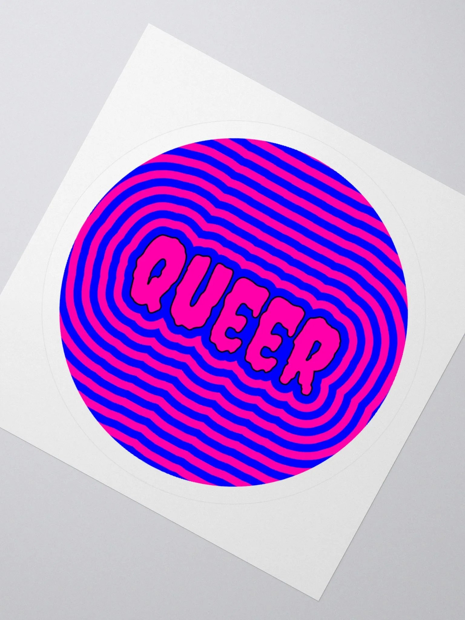 Creepy Queer Cotton Candy Color Sticker, Neon Pink Blue Queer Art product image (2)