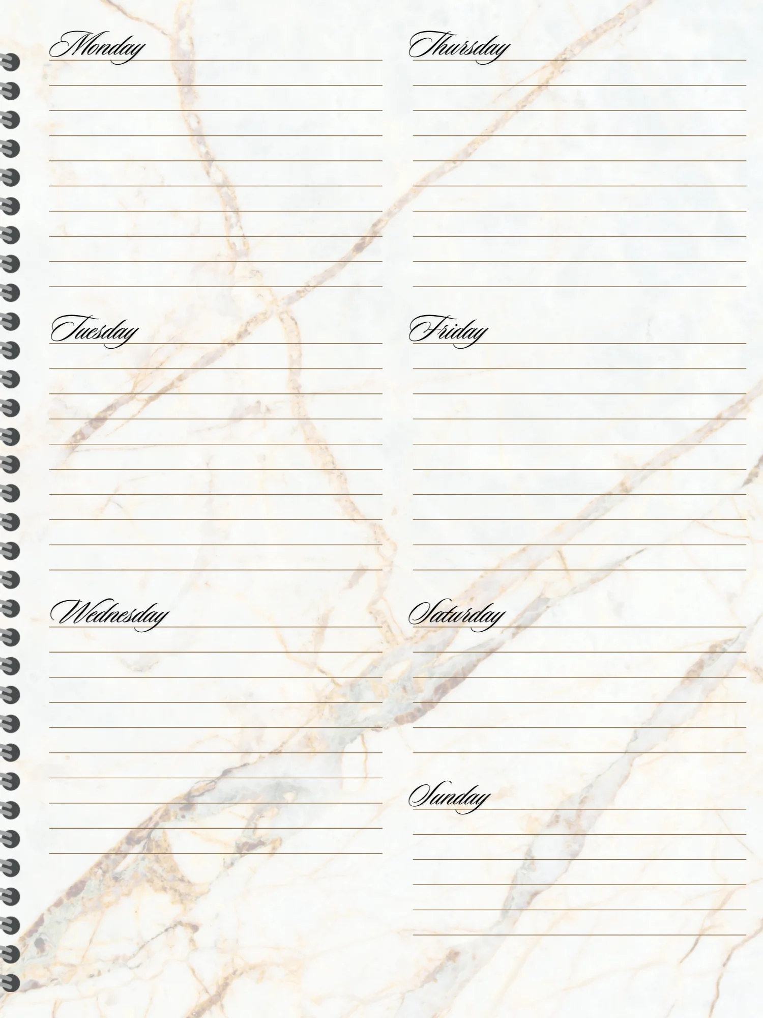 Simple Undated Weekly Planner - Gold product image (4)