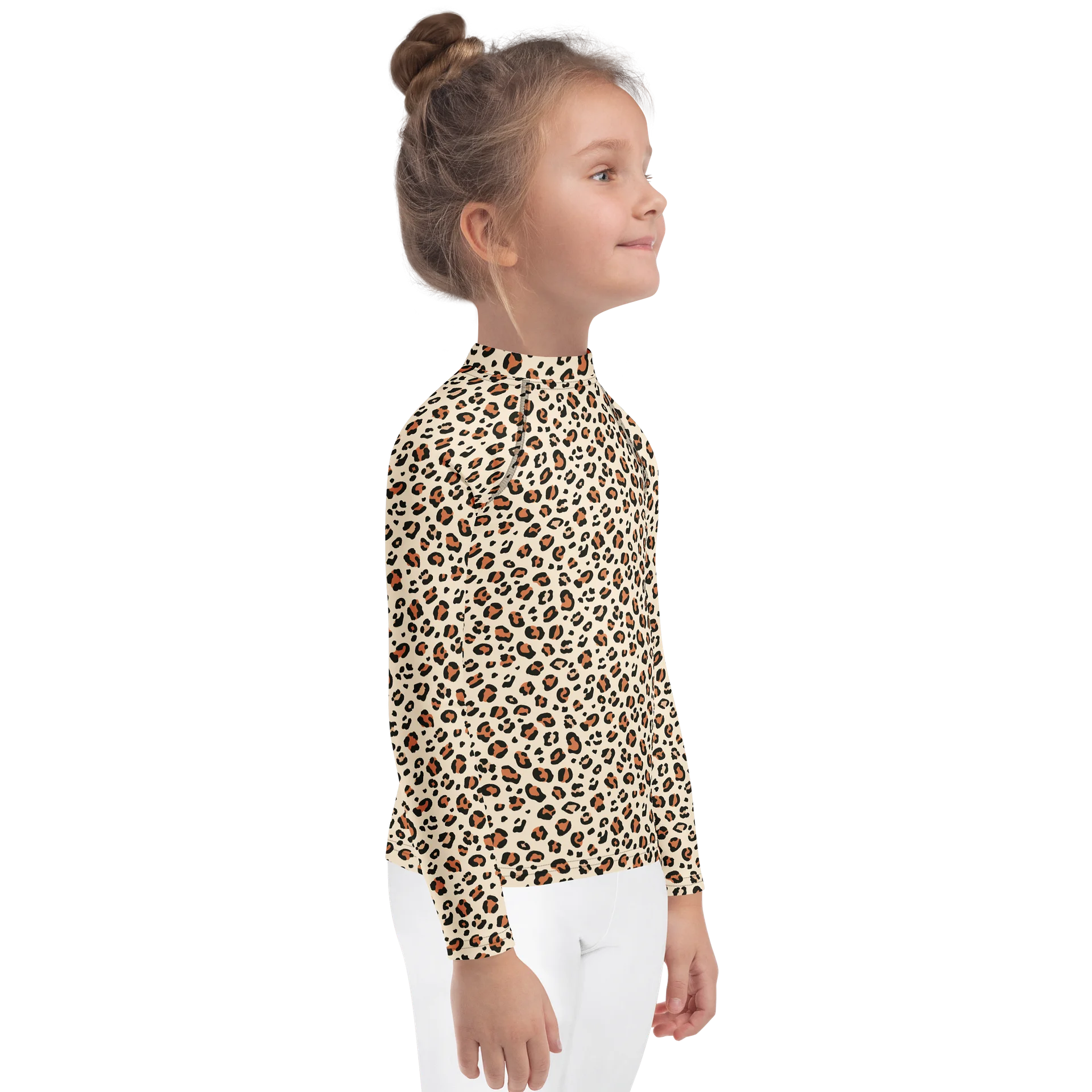 Bold Brown Leopard Skin Print Kids Rash Guard product image (4)