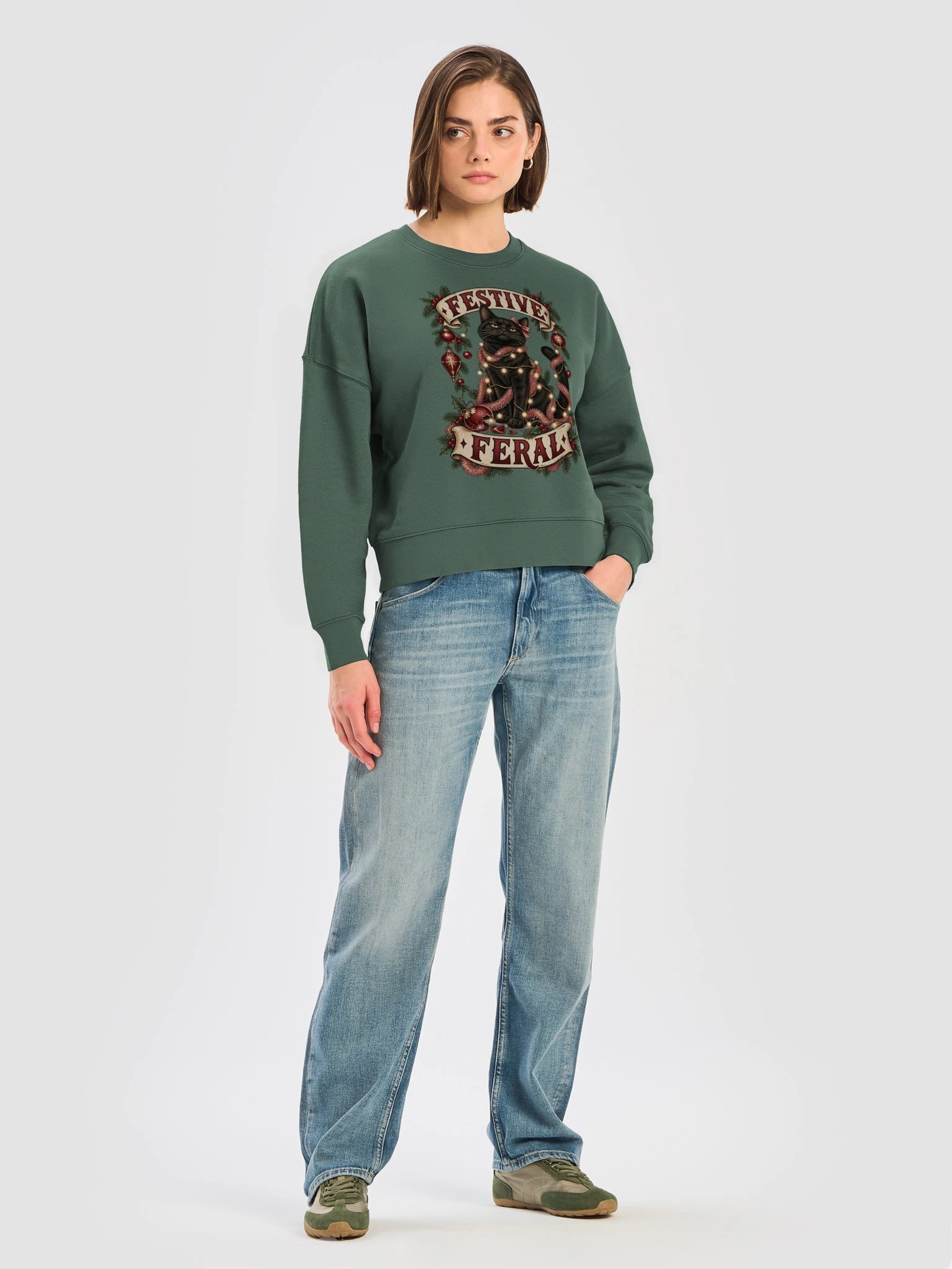 Festive Feral Cat Christmas Sweatshirt product image (5)