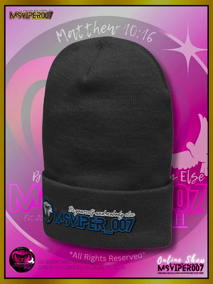Cuffed Beanie [ Embroidered Design(s) ] - "MsViper_007™ Brand [blue/blk/V1] - Support&Sport" Stylish Beanie by Anna H. product image (2)