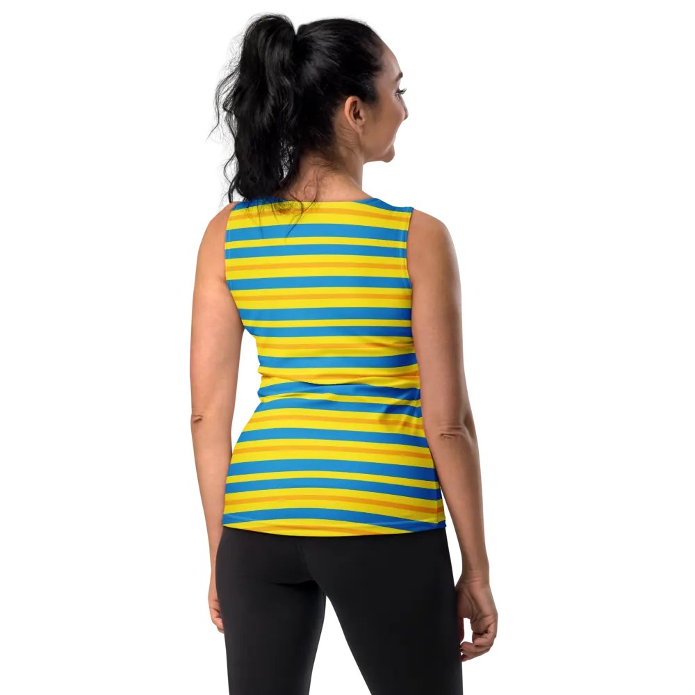 Cobalt Topaz Gold Striped Women's Tank Top product image (9)