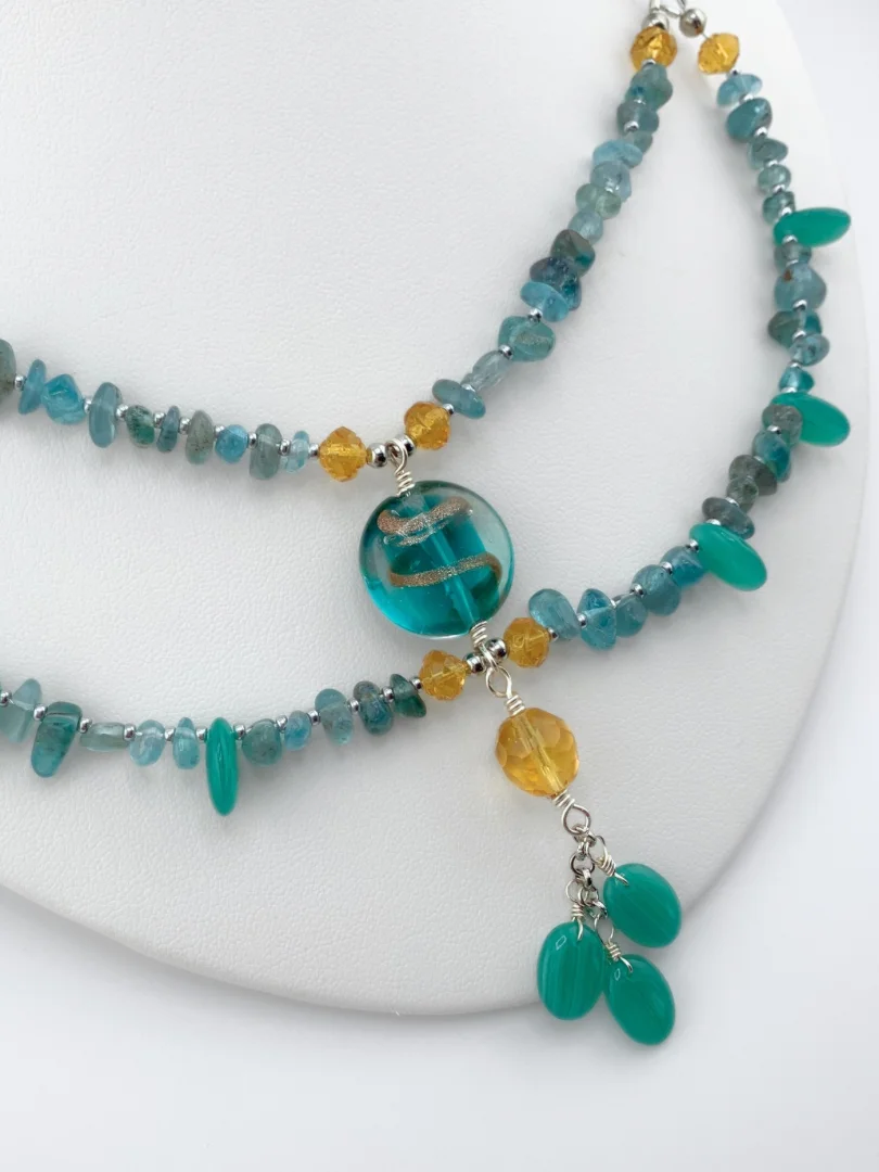 Aqua and Yellow Lampwork Two-Strand Necklace Set product image (3)