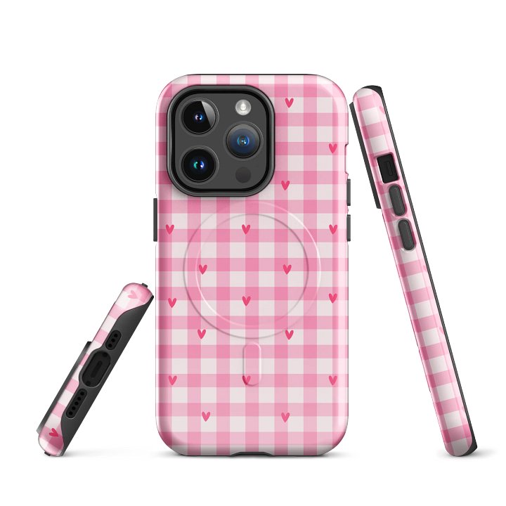 Be Mine Gingham Tough Magnetic MagSafe® iPhone® 14, iPhone 15, iPhone 16, iPhone 17, Pro, Pro Max, Plus Cases. product image (1)