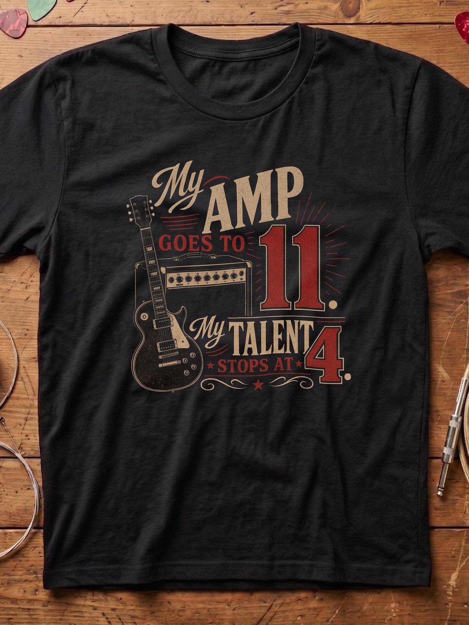 My Amp goes to 11 - guitar t-shirt | funny guitar t-shirts product image (1)