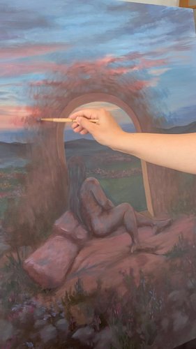 If you’ve been watching my stories you saw the daily progress of this painting… here’s what I managed to record (in bad light...