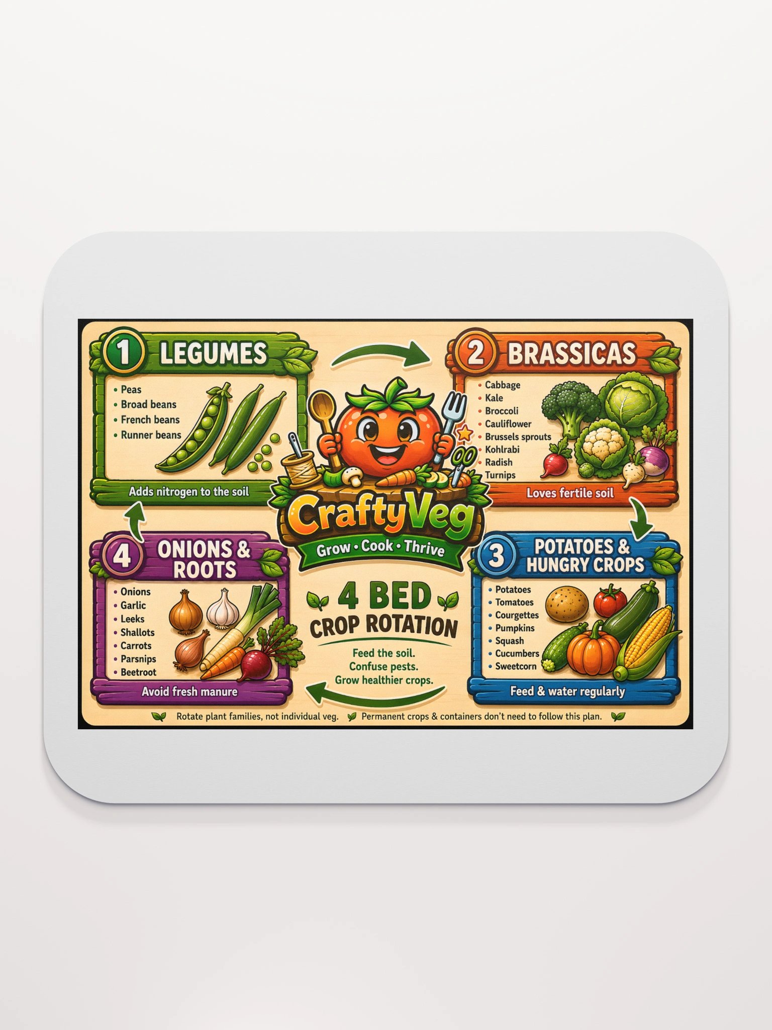 CraftyVeg 4-Bed Crop Rotation Mouse Mat product image (1)