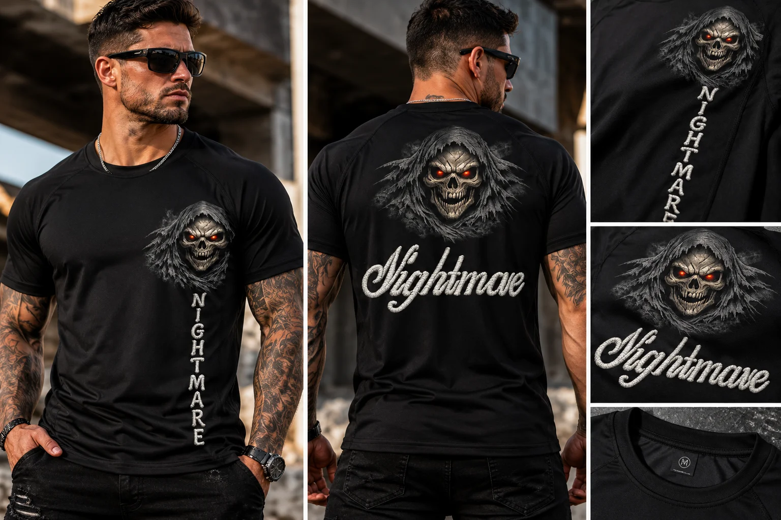 Nightmare Design Skull Men's Rash Guard product image (1)