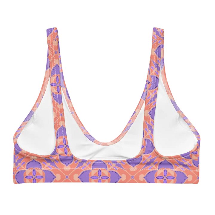 Pastel Orange and Mauve Pattern Padded Bikini Top product image (2)