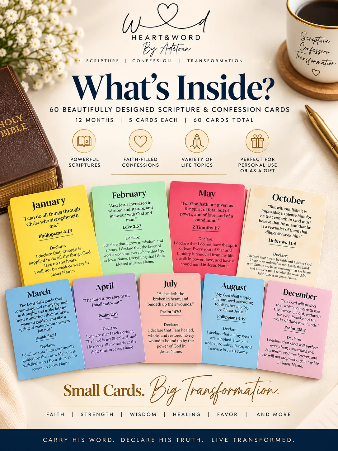 60 Scripture and Confession Cards: Words to Carry With You product image (2)