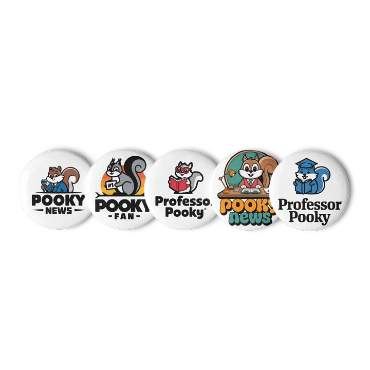 Original Pooky Artwork Buttons: Set of Five -Q product image (1)