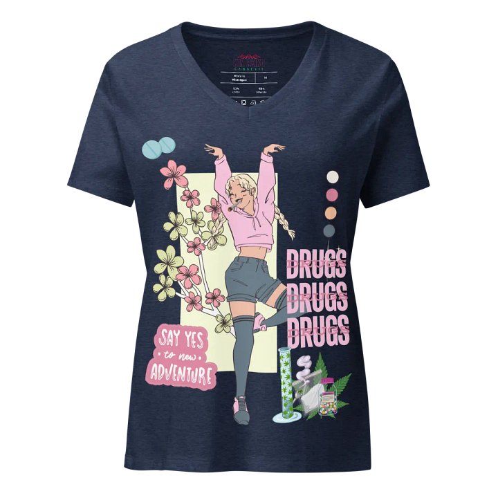 DRUGS DRUGS DRUGS Women's Relaxed V-Neck T-Shirt product image (14)