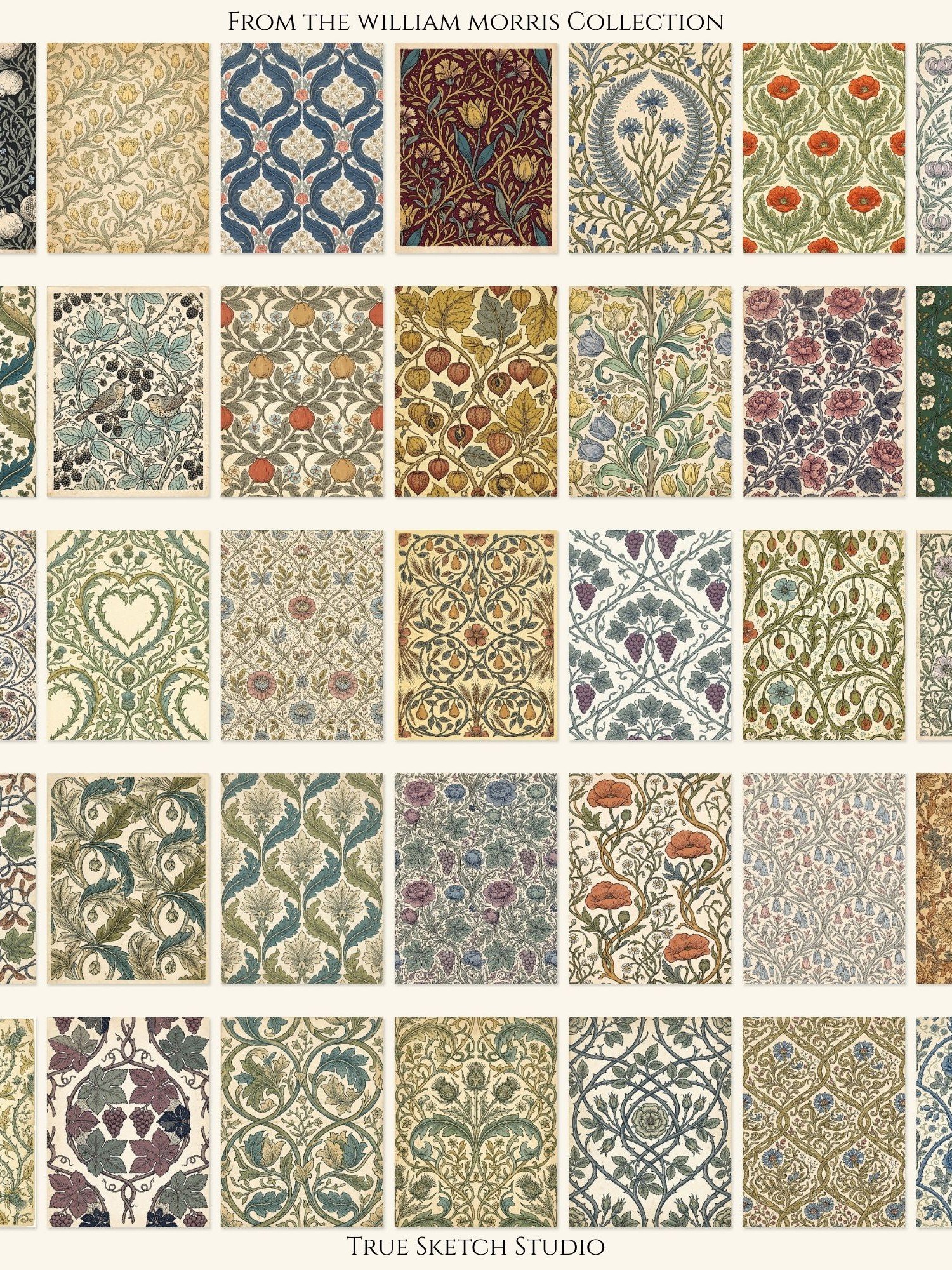 1500 William Morris Junk Journal Pages, Vintage Floral Digital Paper Bundle, Printable Scrapbook Ephemera, Art Nouveau Collage Kit, Download product image (3)