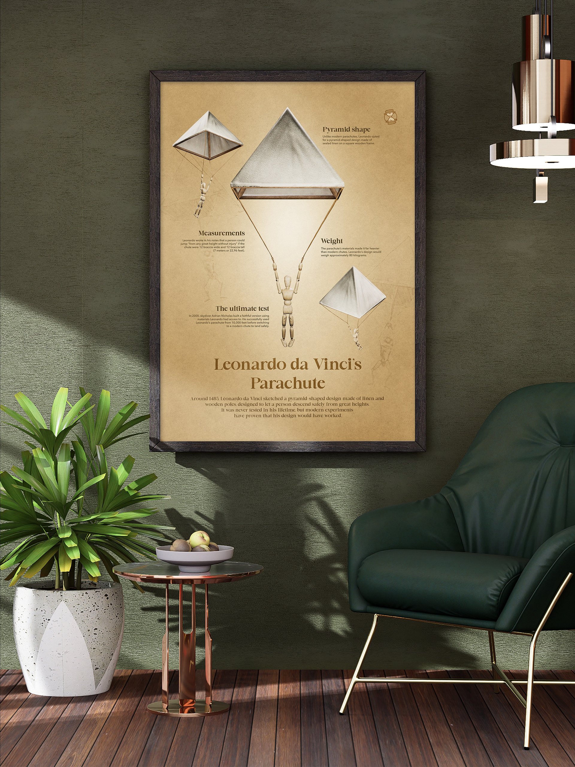 Leonardo da Vinci's Parachute (Framed poster) product image (1)