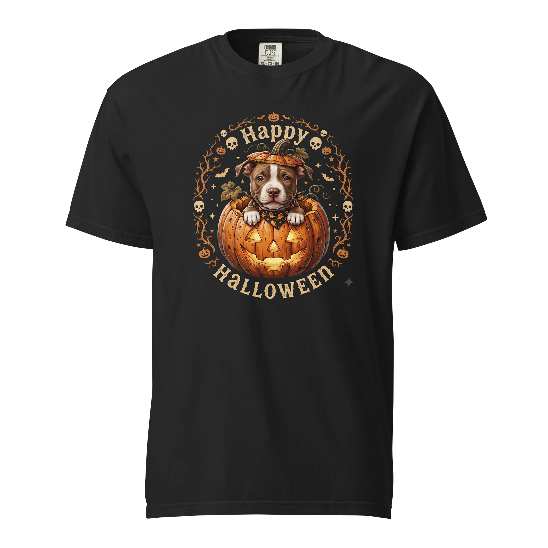 Happy Halloween Pitbull Puppy Pumpkin Tshirt product image (1)