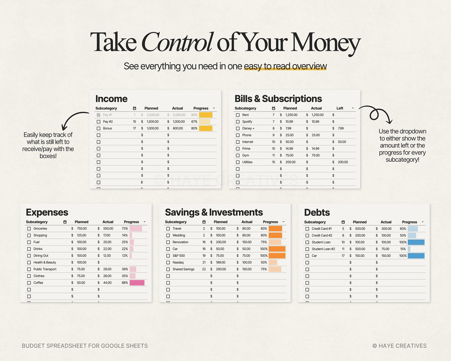 The Simple Budget Spreadsheet for Google Sheets product image (6)