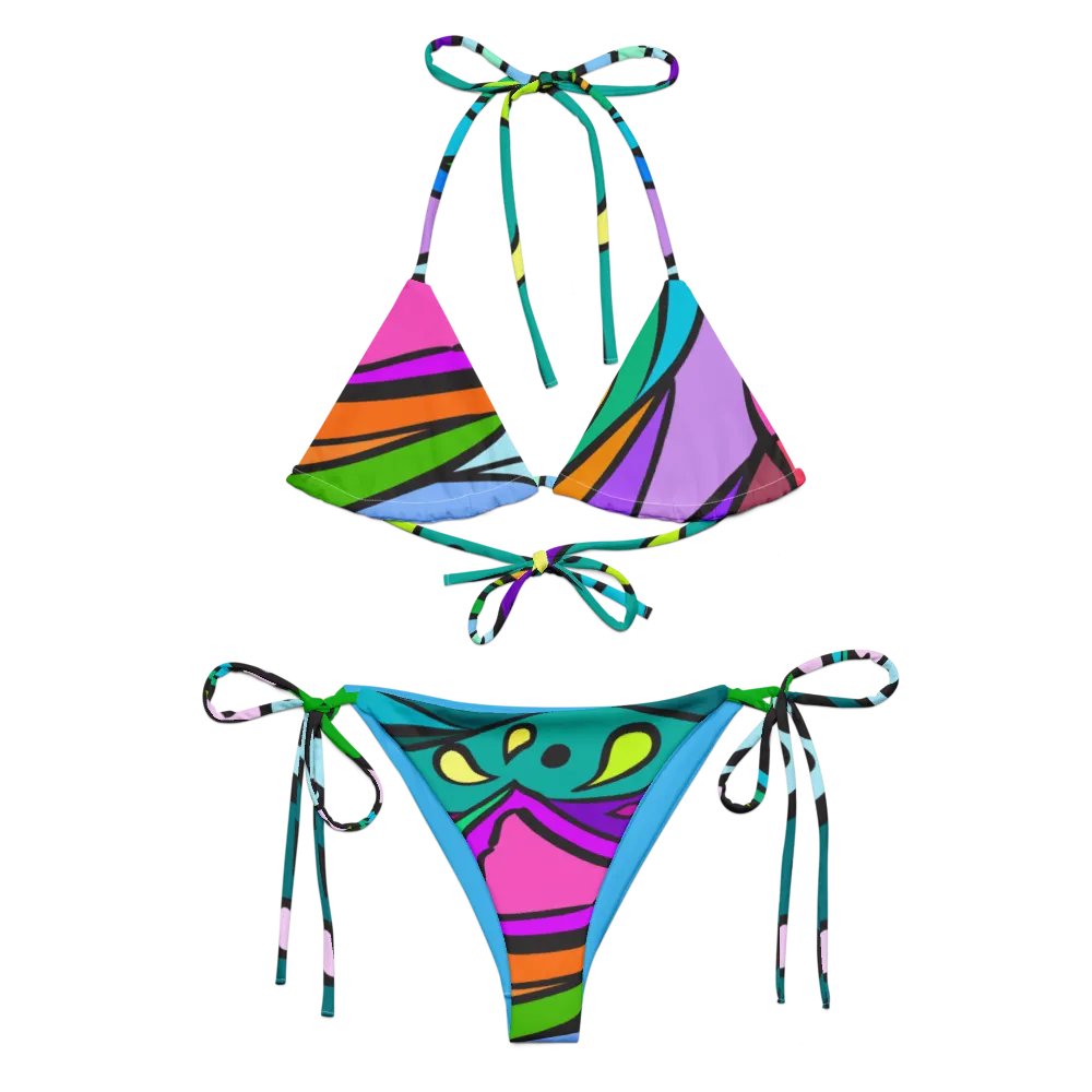 Vibrant Mosaic Dreams String Bikini - Wave at Sunset product image (3)
