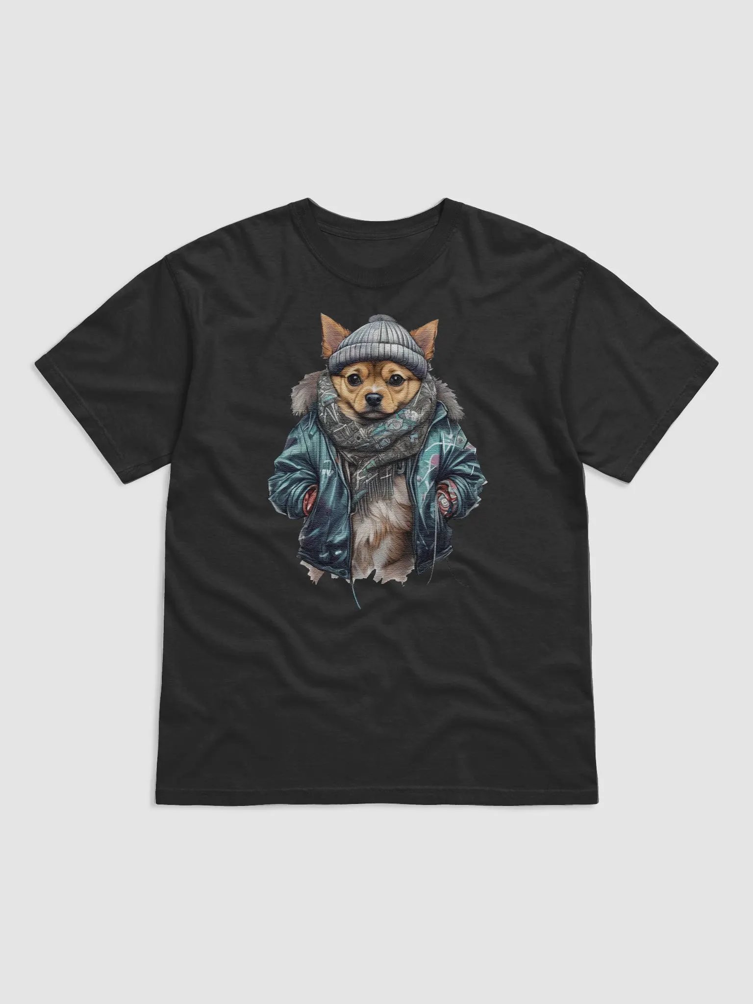Chihuahua dog wearing a leather jacket and hat product image (1)