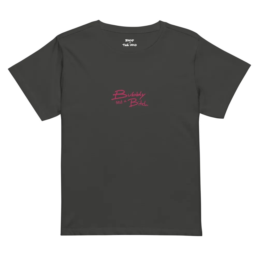 Bubbly and a B*tch (pink) embroidered waist length t-shirt product image (25)