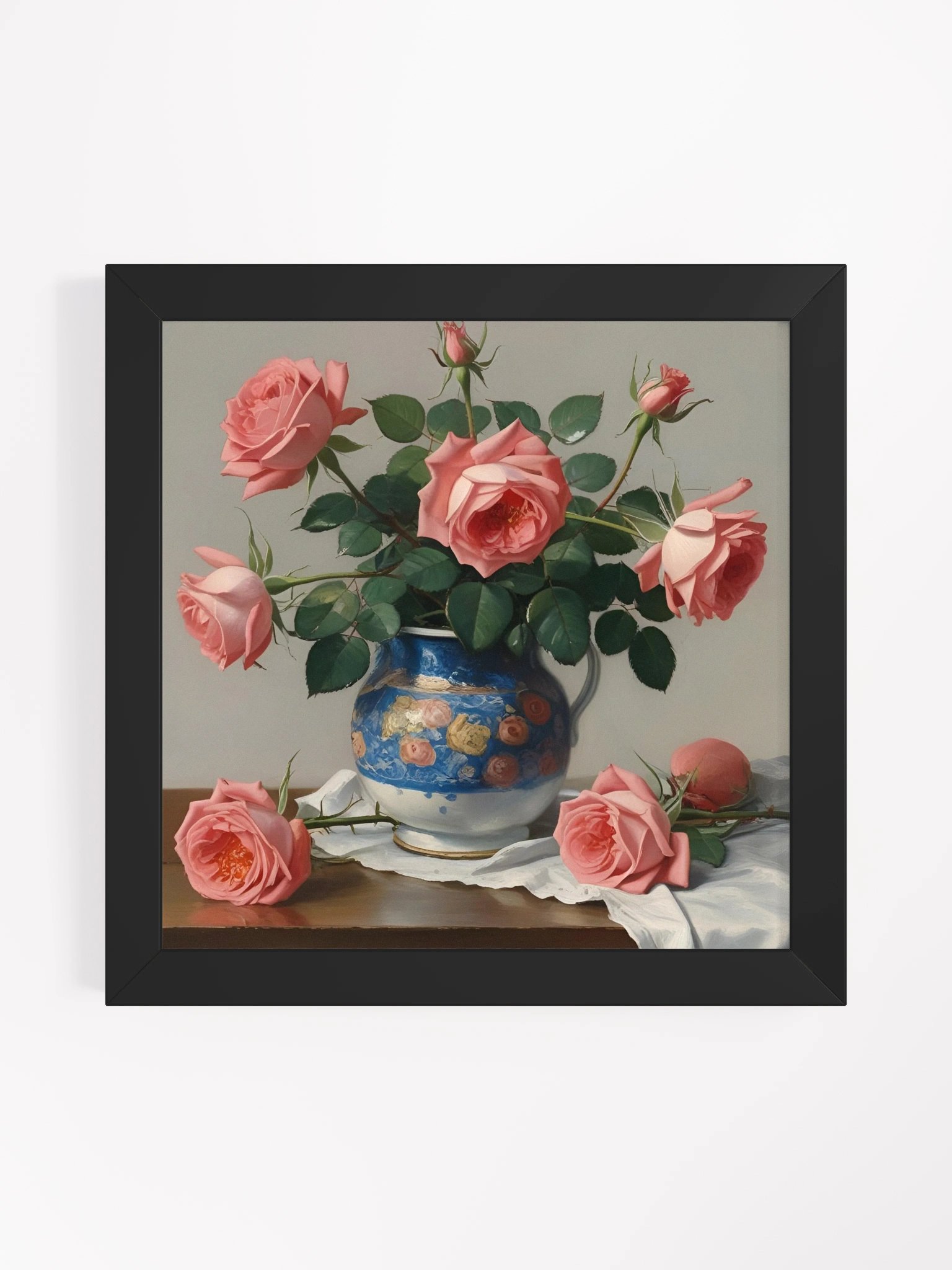 Pink Roses on Table Framed Premium Poster product image (4)