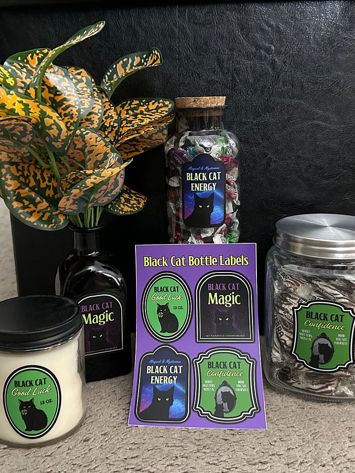 Black Cat Bottle Label sticker sheet product image (2)