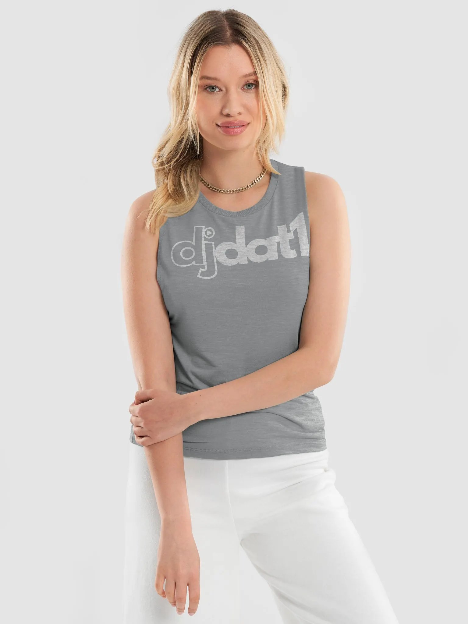 DJDAT1 Flowy Women's Muscle Tank (white logo) product image (3)