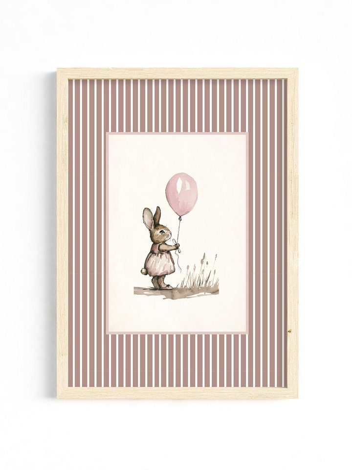 Vintage Pink Bunny Nursery Print product image (1)