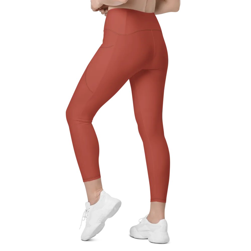 Intense Red Leggings with Pockets product image (5)