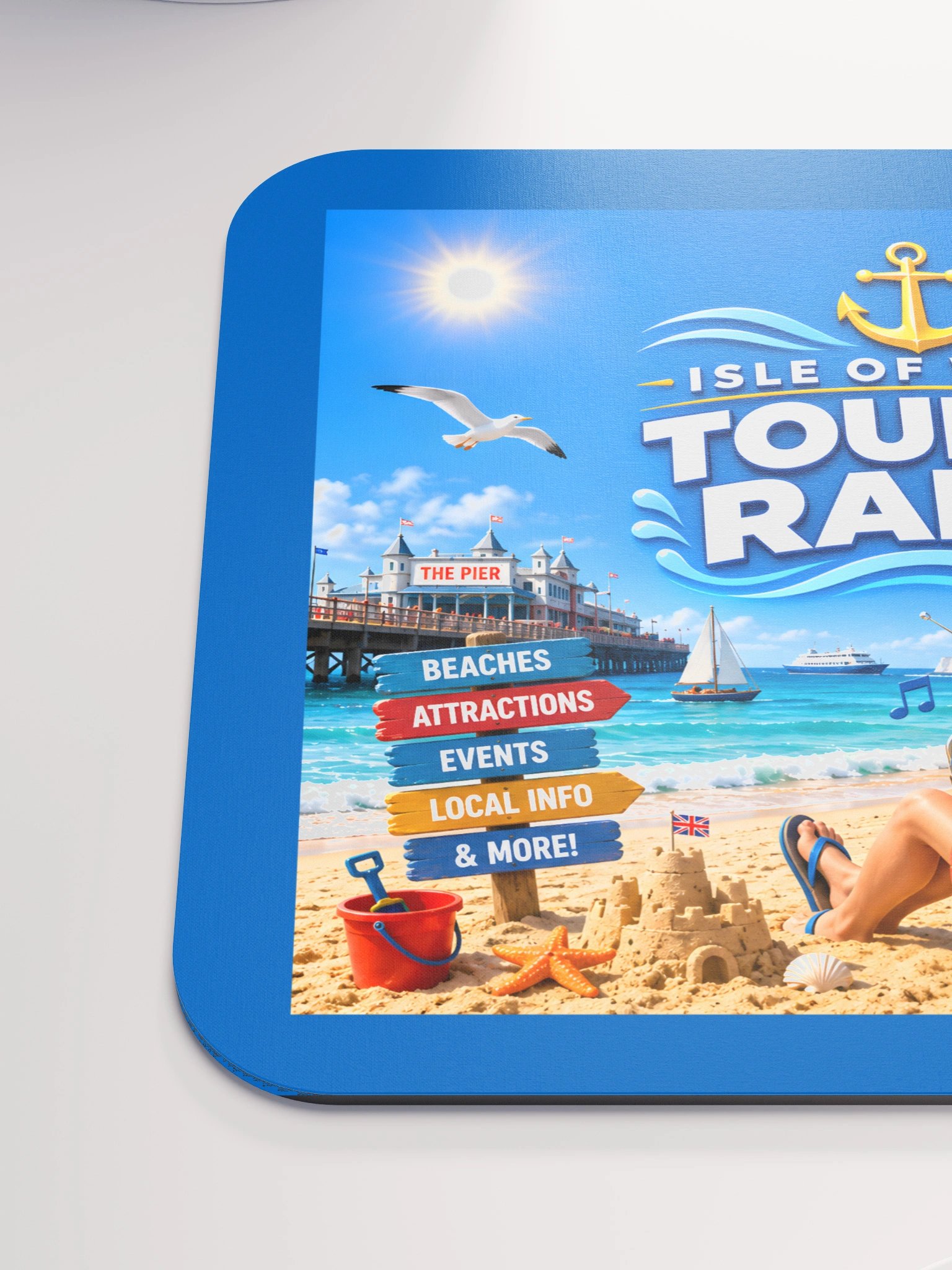Isle of Wight Tourist Radio Beach Scene Mouse Mat product image (6)