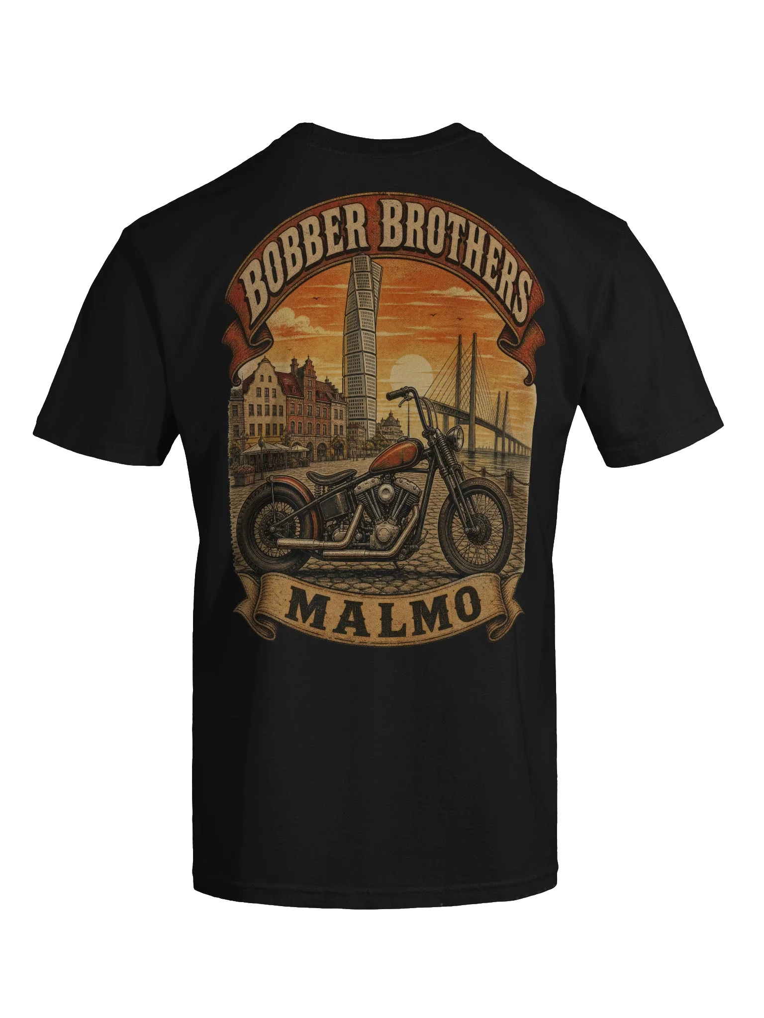 Malmö motorcycle t-shirt design by Bobber Brothers