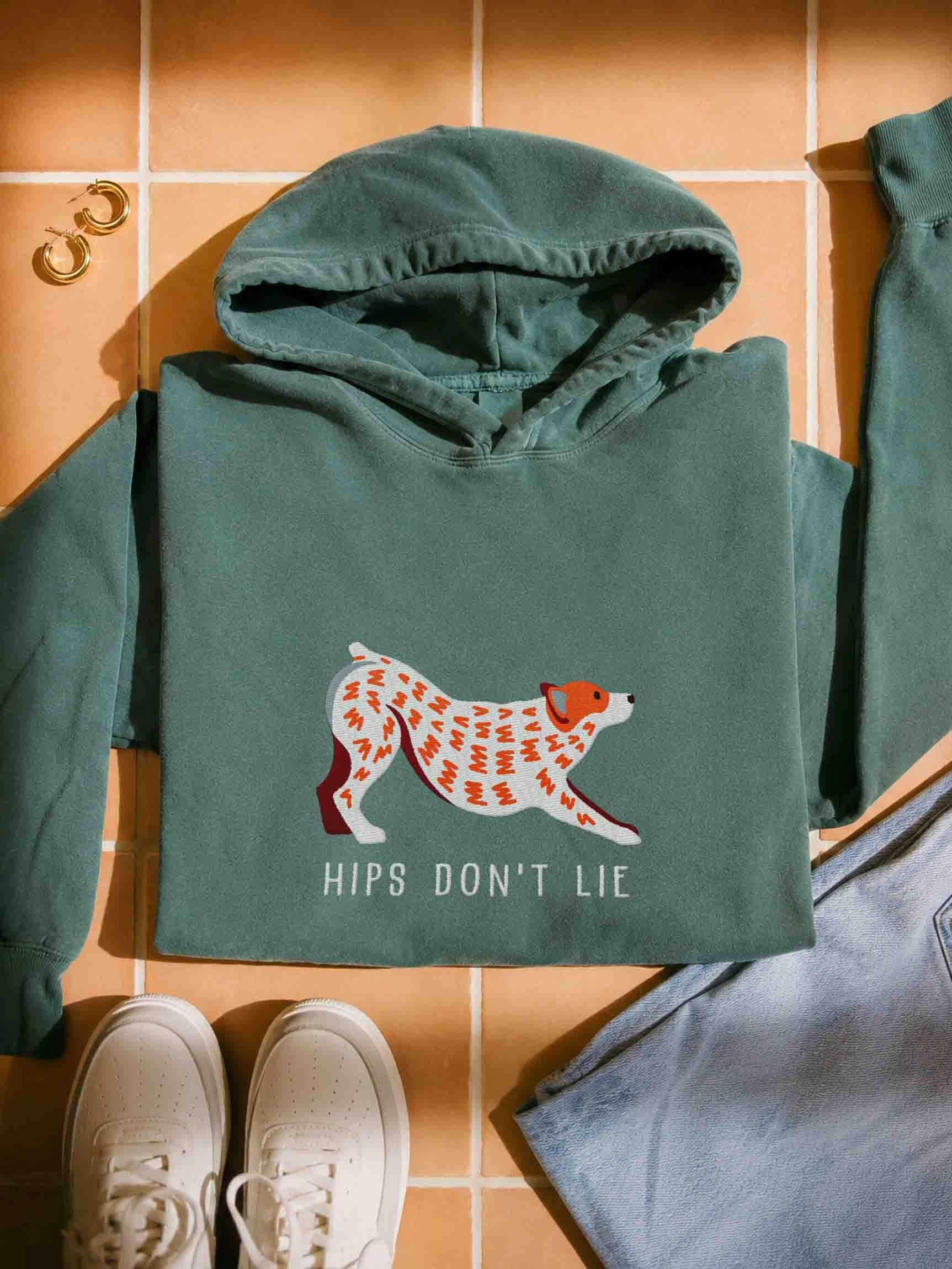 Hips Don't Lie Premium Hoodie (Embroidered) of an Australian Cattle Dog(Red Heeler) product image (1)