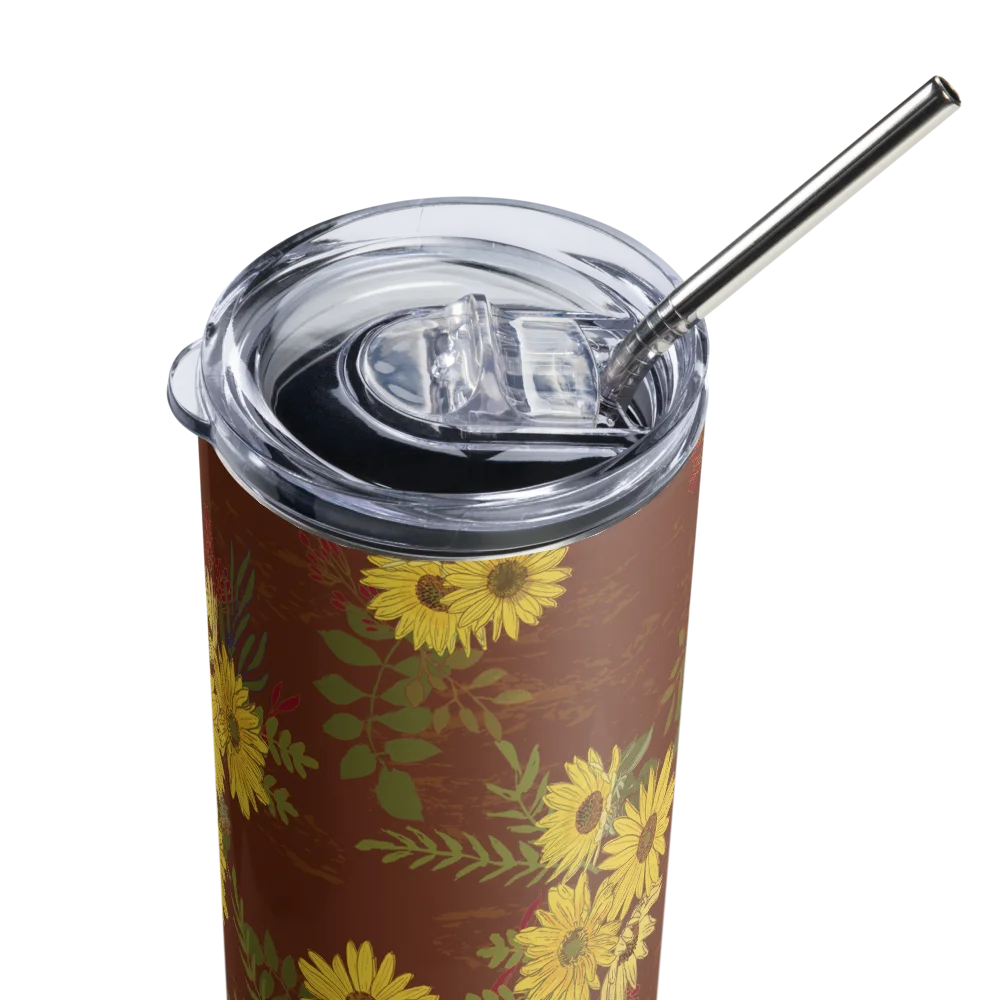 Helianthus Sunfllower 20-ounce Stainless Steel Tumbler with Straw - Red product image (3)