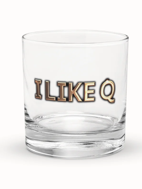 Shiny Metallic Rocks Glass - 'I LIKE Q' product image (1)