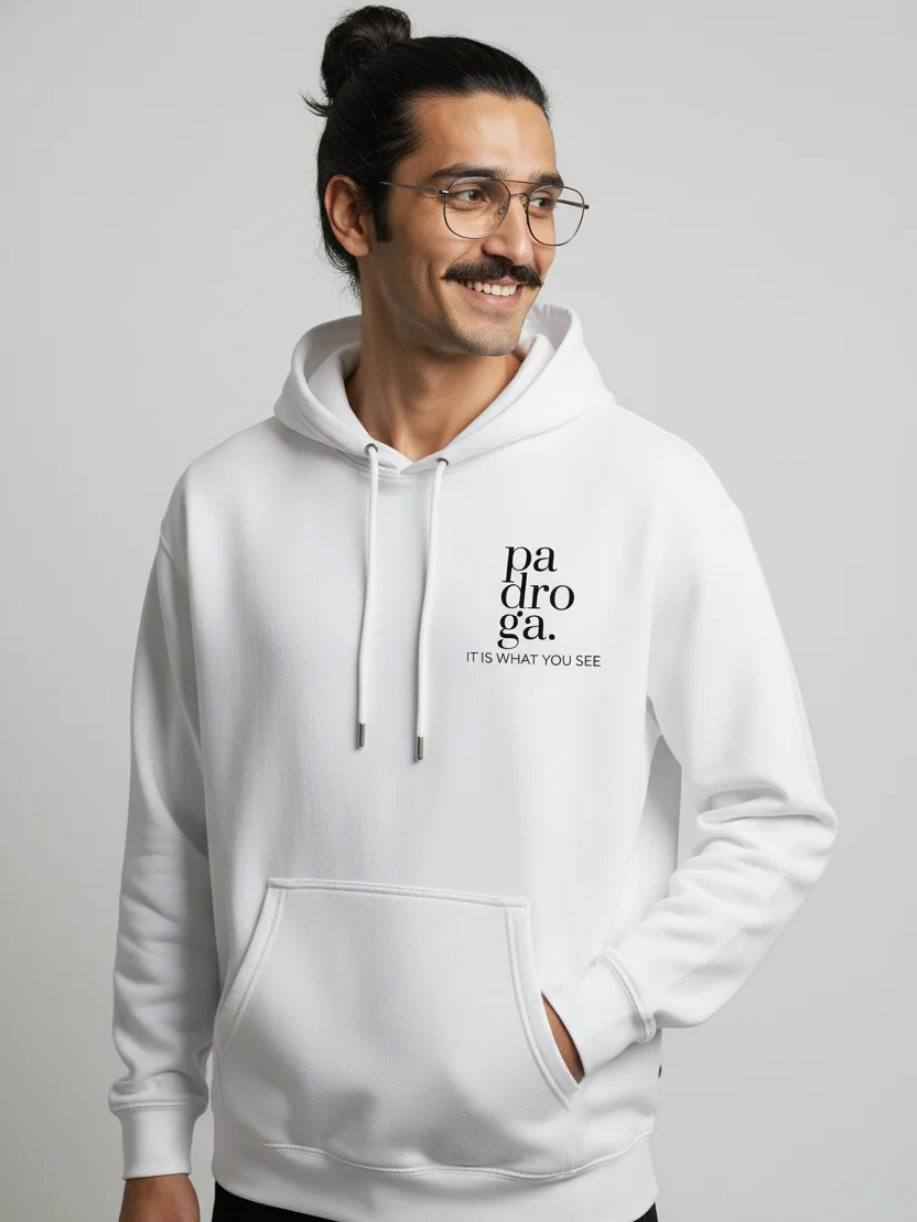 padroga. white hoodie vertical logo product image (3)