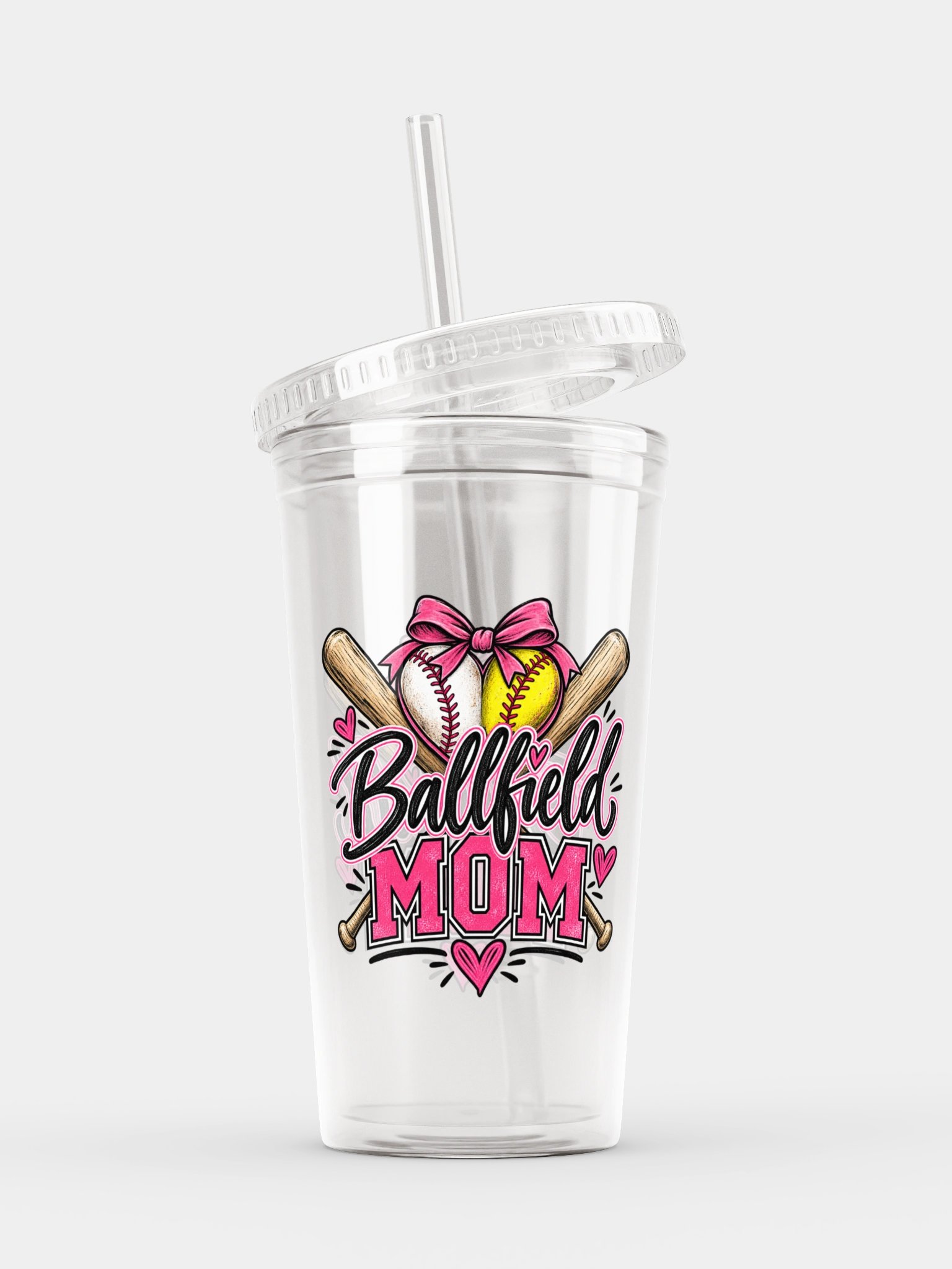 Ballfield Mom Clear Tumbler | Double-Wall Game Day Cup product image (3)