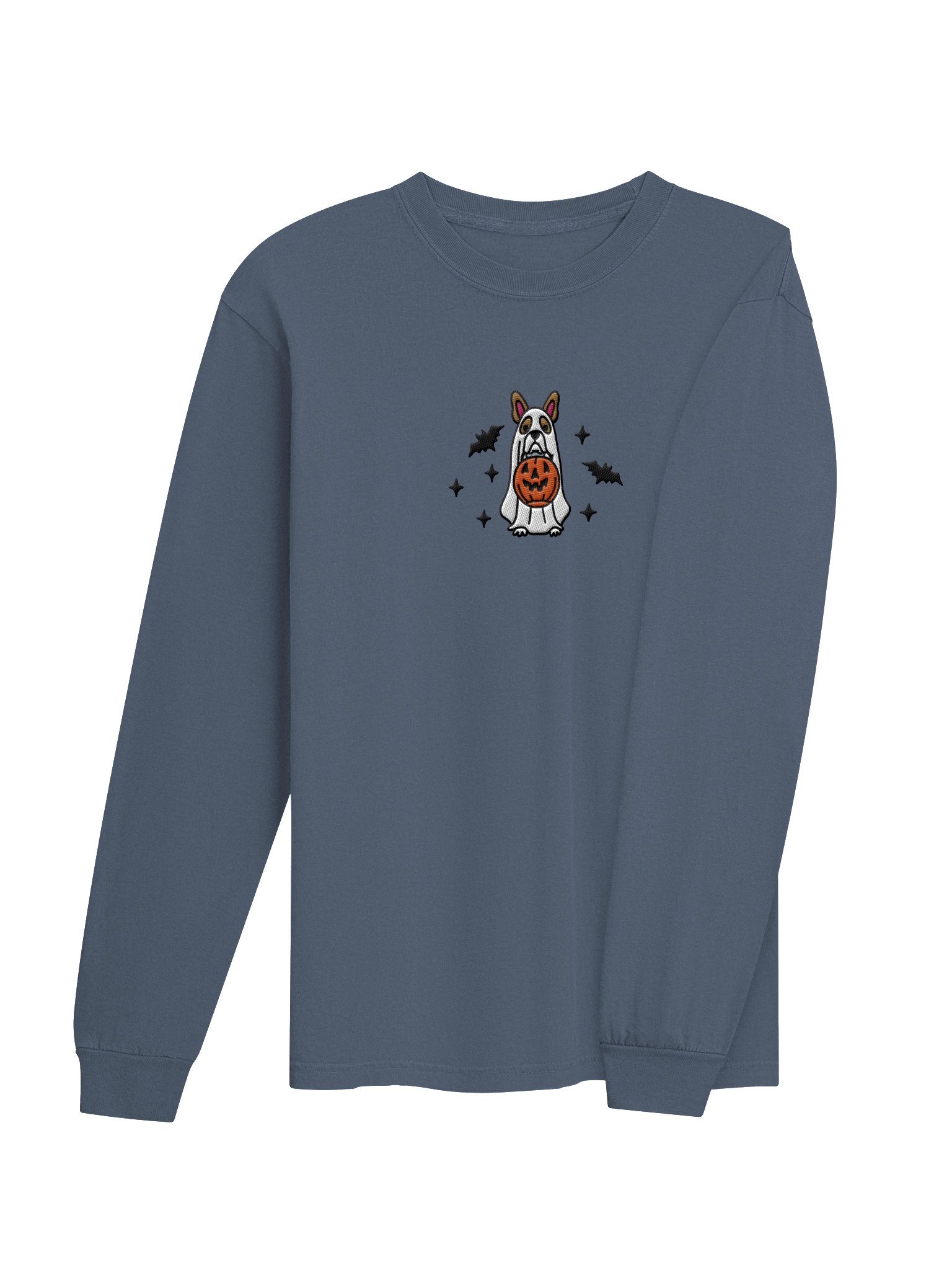Halloween Boston Terrier(Brown & White) Embroidered Long-sleeved T-Shirt product image (16)
