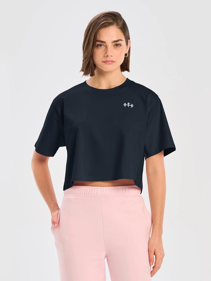 His House Womens Crop Top T-Shirt - Black/Navy product image (1)